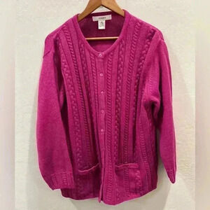**Vintage JENNY Cardigan Sweater - Classic Button-Up, Pink - Size 2XL*